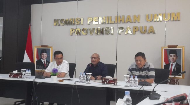 KPU Provinsi Papua saat menggelar konferensi pers / Dok. Rakyatpapua