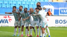 Para pemain PSBS Biak Numfor saat melakukan selebrasi