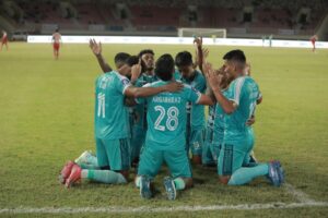 Para Pemain PSBS Biak saat berselebrasi 