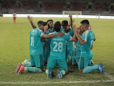 Para Pemain PSBS Biak saat berselebrasi 