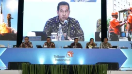 SVP Group Sustainability and Corporate Communication Telkom Ahmad Reza, Direktur Human Capital Management Telkom Henry Christiadi, Wakil Direktur Utama Telkom Muhammad Awaluddin, Direktur Wholesale & International Service Telkom Honesti Basyir, dan Direktur Network Telkom Nanang Hendarno pada saat sesi Press Conference RUPST Telkom Tahun Buku 2024, di Jakarta - dok Telkom