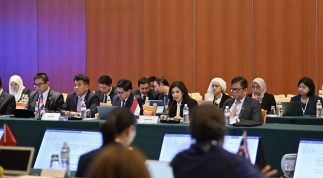 Dirjen KPM Kemkomdigi Fifi Aleyda Yahya (tengah) memberikan sambutan dalam pertemuan ASEAN Ministers Responsible for Information (AMRI) ke-17 di Brunei Darussalam, Kamis (8/5/2025) Foto: Dok. Ditjen KPM Kemkomdigi