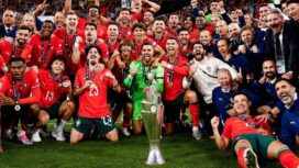Skuad Timnas Portugal Merayakan Gelar Juara UEFA Nations League untuk kedua kalinya 
