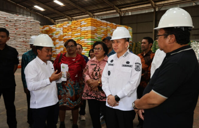
					Pj Gubernur Papua, Agus Fatoni saat meninjau gudang beras Bulog 