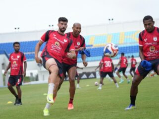 Pemain Persipura menjalani sesi latihan