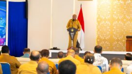 Gubernur Papua, Matius D. Fakhiri memberikan sambutan dalam peluncuran program layanan tiket gratis Natal dan Tahun Baru / Istimewa