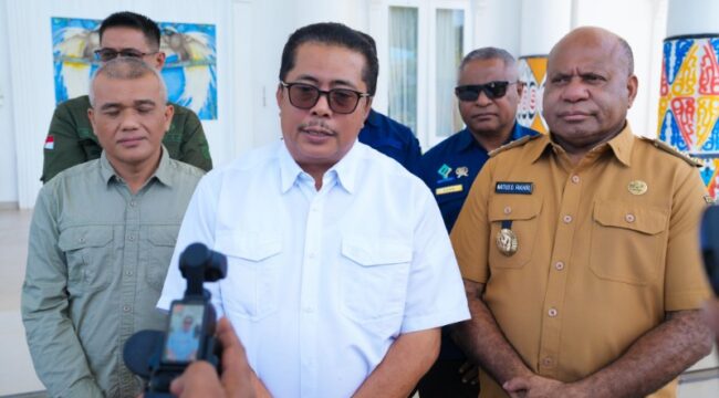 Direktur Jenderal Lahan dan Irigasi Pertanian Kementerian Pertanian, Hermanto bersama Gubernur Papua, Matius D. Fakhiri / Istimewa