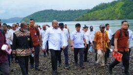 Gubernur Papua, Matius D. Fakhiri saat meninjau pesisir Depapre / Istimewa