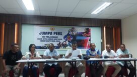 Tim Penjaringan dan Penyaringan Bakal Calon Ketua Umum KONI Papua saat menggelar konferensi pers / Istimewa