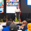 Matius D. Fakhiri dalam sambutannya usai pelaksanaan Musorprov dan pelantikan pengurus KONI Papua periode 2026-2030 / Istimewa